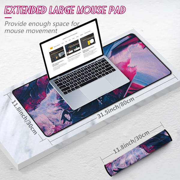 Musemåtte Gaming Stor Skrivebordsunderlag (31,5 x 11,8 x 0,12 tommer) Vaskbar Musemåtte Bærbar Computer Skrivebordsunderlag, Japansk Musemåtte med Skridsikker Gummibase, Udvid mouse pad Y18 XL