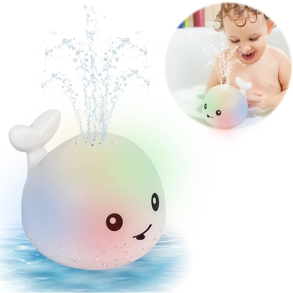Baby , Baby Light Up Badkarleksaker, Whale Water Spray Sprinklerleksak för barn Toddler 0-6 månader, badleksaker Present för 1 2 3 år gammal pojkar flicka