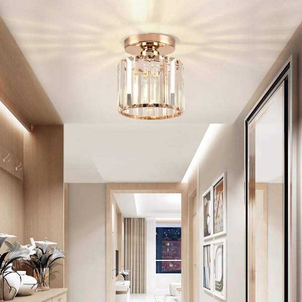Liten krystall taklampe, gull krystall lysekrone moderne LED taklampe anheng armatur belysning for soverom kjøkken gang inngang balkong