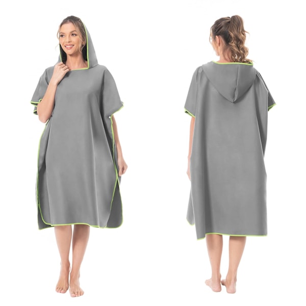 Bytesrock Mikrofiber Handduk Poncho med Huva för Strand Surfing Simning Våtdräktsbyte, Snabbtorkande & Lättvikt, Passar Män Kvinnor Vuxna grey