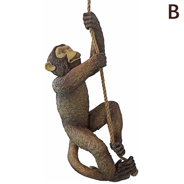 Trädgårdsdjur schimpans hänger apa Baby träd klättring Resin Craft staty