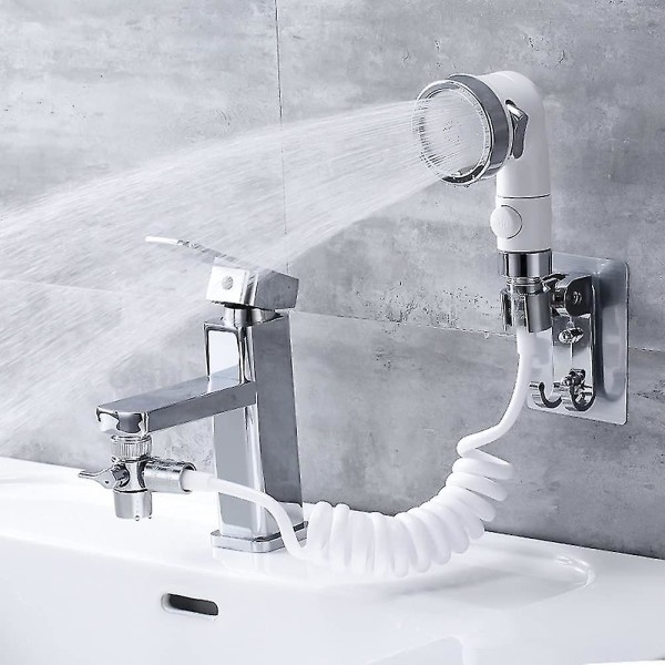 Handfat Handfat Dusch Kit, tre strålar tillgängliga kran duschhuvud med 1,5 m teleskopisk slang, bekvämt för badrum och kök (kran ingår ej) z