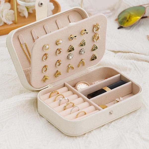 Enkel Premium Organizer Ørering Halskæde Ring Organizer Tilbehør Dobbelt Skuffe Bærbare Bokse V2w1 V White One size