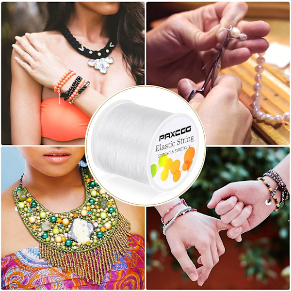 1 mm elastisk armbåndssnor, elastisk snor til smykkefremstilling og armbåndsfremtilling, hvit White 1 MM