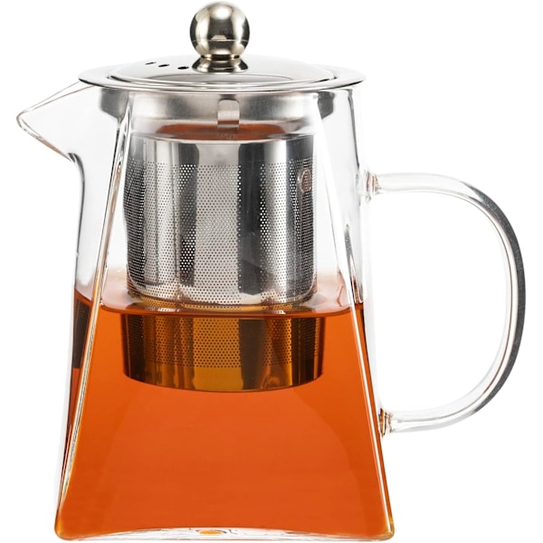 Tekande 550ml Glas Tekande Lille Te Infuser Tekande med Infuser Te Kande med Varmebestandig Rustfrit Stål Løs Te Infuser Glas Tekande til Te 550 ML