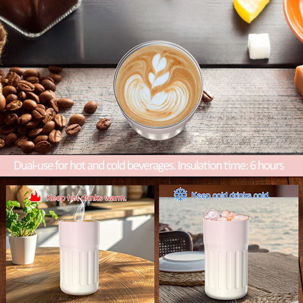 Kaffekopp Resemugg, 316 Rostfritt Stål Vakuumisolerad Kopp, LED Touch Screen Termometer, Smart Kopp Förseglad Flaska 410ml, Rosa pink
