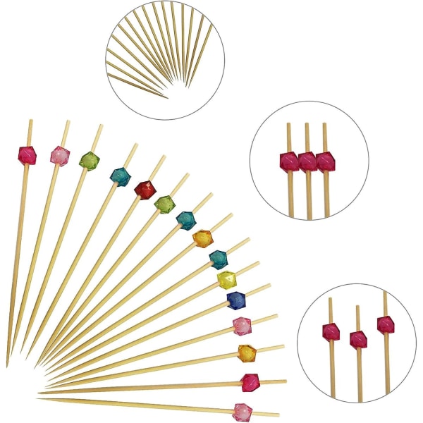 300 kpl Cocktail-tikkuja (3 pakkaus) 12 cm / 4,72 tuuman cocktailtikut Bambutikut Hammastikkuja Grillitikkuja Bambutikut Cocktaileille, Bbq:lle, Cocktaileille,