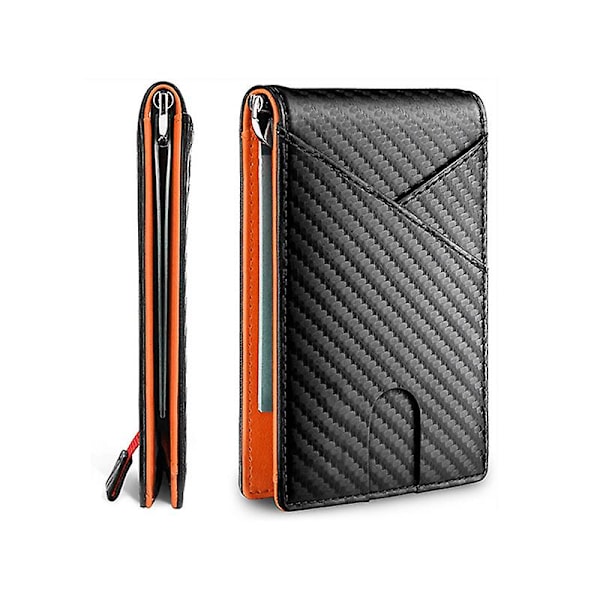 Korthållare för män, visitkortshållare i PU-läder, svart (1 st, orange)