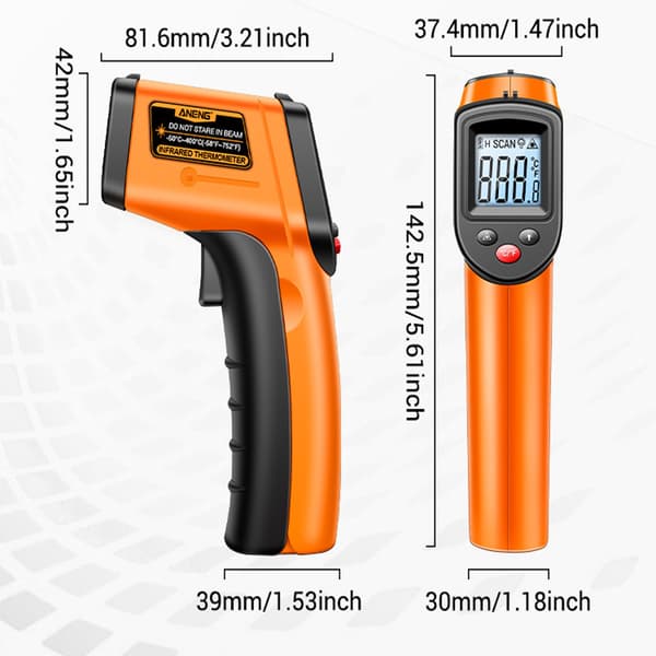 Infrarødt Termometer -50°C til 400°C (-58°F til 752°F) Digital Laser Infrarødt Termometerpistol