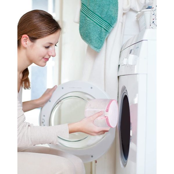 Rosa - BH-nett for vaskemaskin, store vaskeriposer for sokker, bh-er, undertøy og undertøy, sett med 4 rosa vaskeriposer