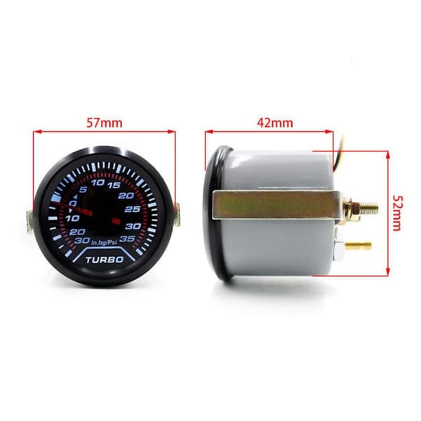 2\" 52mm Bilmotor Universal Psi Turbo Boost Måler Røykfarget Linse LED