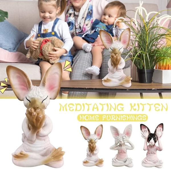 Meditationskattestatue Samleobjekter Miniature Hjemmeindretning