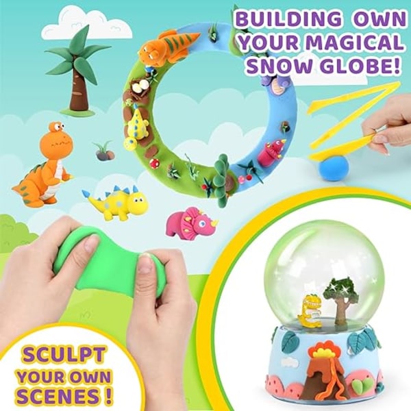 Skapa din egen magiska snöglob med dinosaurier - Play Dough Kit