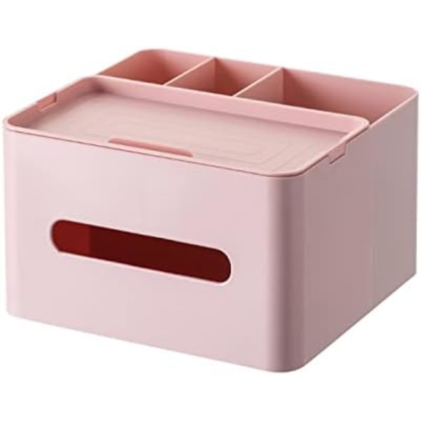 5-i-1 vävnadslåda Organizer 3x fack 1x bricka Boutique Brevpapper Förvaring Caddy Plast (Rosa) pink