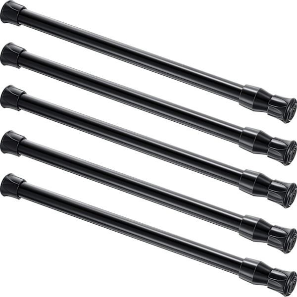 5-pack gardinstänger spänningsstänger fjädergardinstång för DIY-projekt, utdragbar bredd (9,84 till 15,75 tum, svart) black