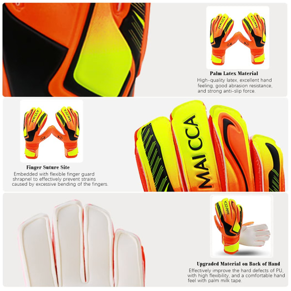Målvaktshandskarna bär dina fingrar, målvaktshandskarna bakom latex (orange nummer 6) Orange 6