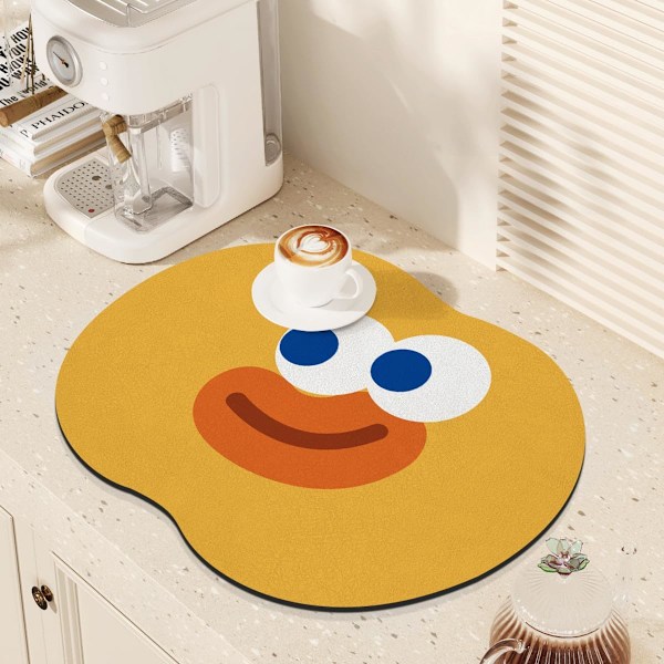 Polyester Diskunderlägg Söt Absorberande Diskunderlägg för Kökbänk, Maskintvättbar Halkskyddad Diskavrinningsmatta, 11,8 x 15,7 tum, Gul yellow