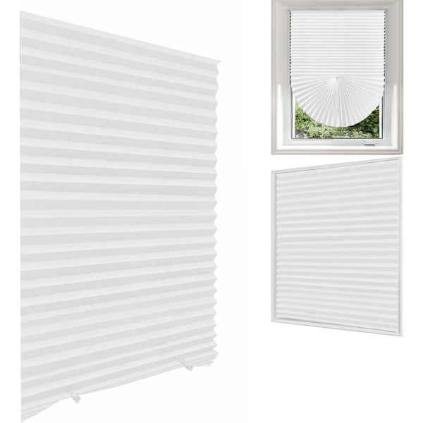 Tillfälliga persienner för fönster, inga borrgardiner fastnar på gardiner persienner för sovrum kök badrumsfönster, ljusfiltrering integritetsskydd, vit White