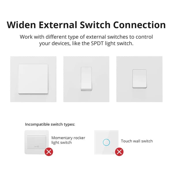 ZigBee Mini Smart Switch, 2-vägs ljusströmbrytare, ZigBee 3.0 Gateway Hub krävs, Neutral Wire krävs