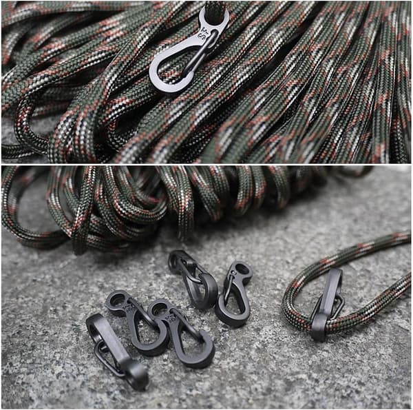 Mini karbinhake snäppkrok lättviktslåsande krok paracord silver10 stycken Silver
