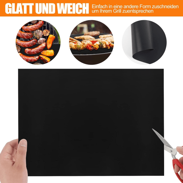 Grillmatta, grillark, non-stick, återanvändbara, bakmattor, teflonmattor, Weber grillmattor, 8-pack 40x33cm