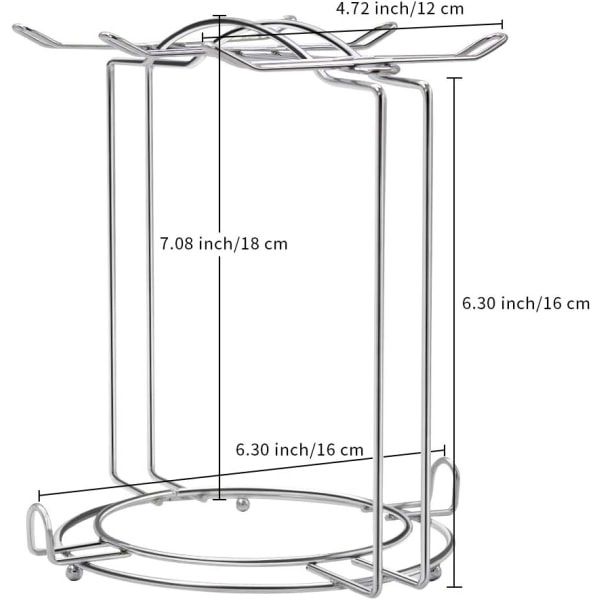 Kaffekoppshållare i rostfritt stål, 6 krokar