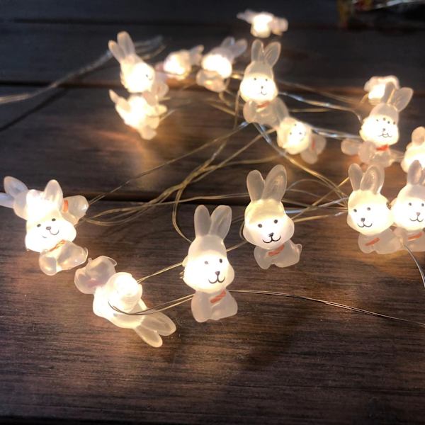 Påskdekorationer Led Bunny morot ljusslinga Påskdekor Vårkanin Fe-ljus för påsk (2m 20LED)