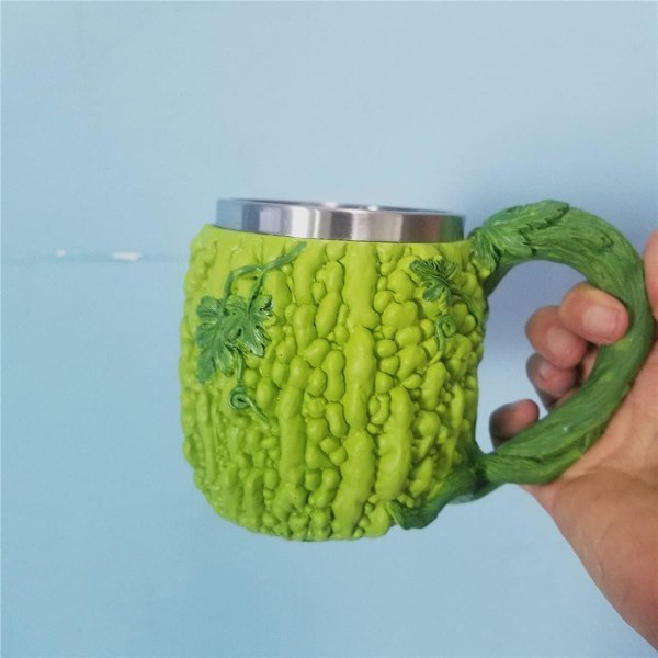 Frukt- och grönsaksmugg i rostfritt stål, tekopp för barnfest, bittergurkamugg - 450 ml color 3
