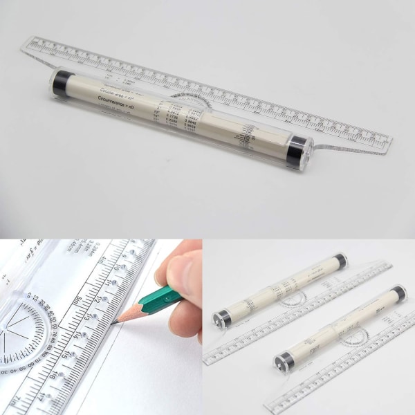 Rullande måttstock i plast, 2-pack, multifunktionell rullande måttstock för ritning, 12 tum