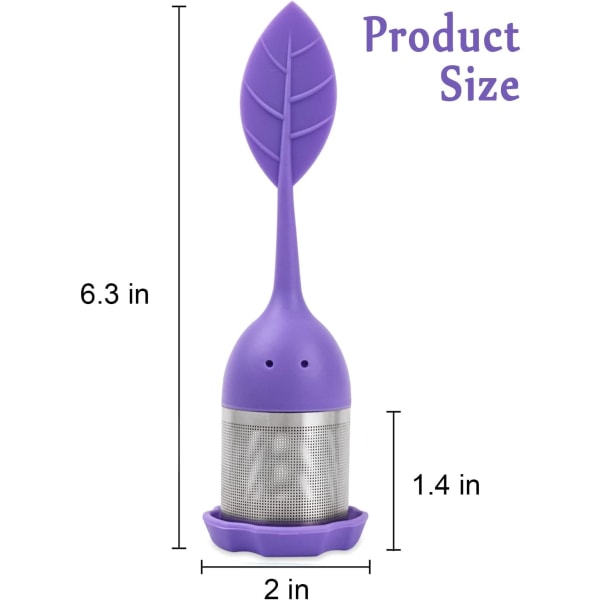 2-pack silikonteinfuser för löst te, silikonteinfuser med fina maskor för löst bladte (grön, lila)