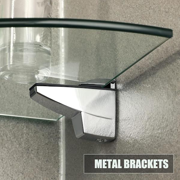 Justerbar hylla i trä/glas, glasstöd, fiskmunstypklämma, adaptiv 5-25 mm tjock hylla, 2 st