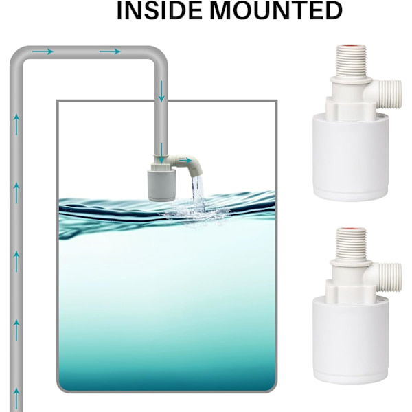 Vattennivåregleringsventil 1/2\" Automatisk påfyllningsavstängningsvatten Floatventil för fontäner Akvarium, 2-pack (1/2\")