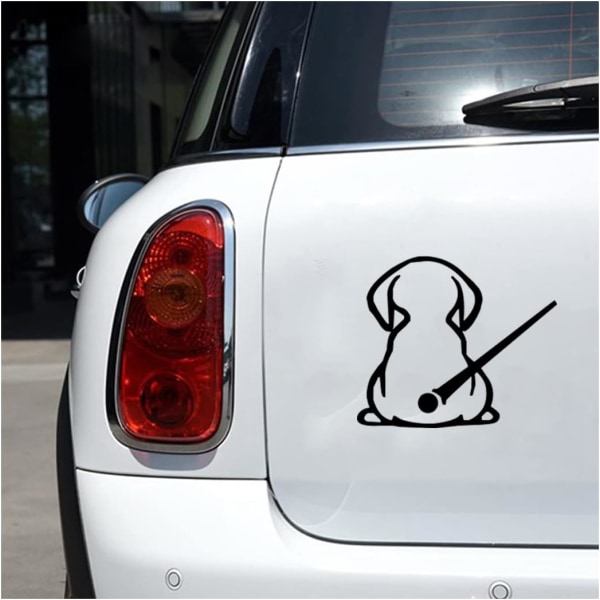 Rolig tecknad valp rörlig svans klistermärke, dekorativ vattentät söt hund som viftar med svans torkare klistermärke för SUV lastbil skåpbil, svart