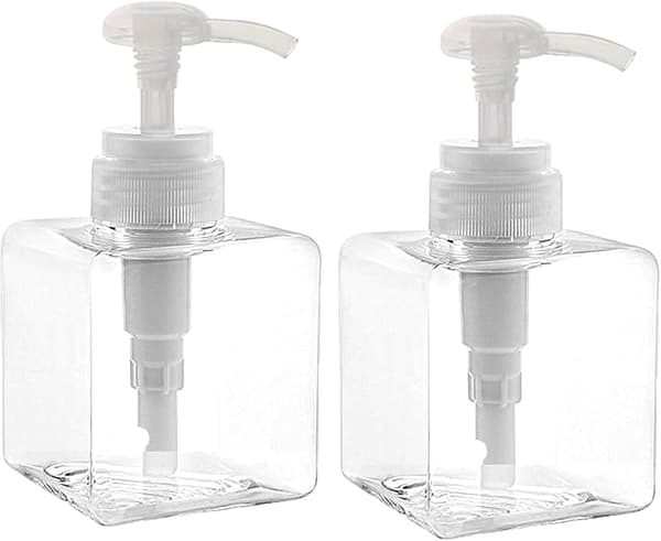 2 st 250 ml / 8,5 oz tomma pumpdispenserflaskor påfyllningsbara plastlotionspumpflaskor (transparent)