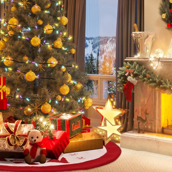 Julgransmatta Vit 36in/90cm Jultomte Sammet Julgransmatta Trädbasöverdrag Matta för Juldekorationer White