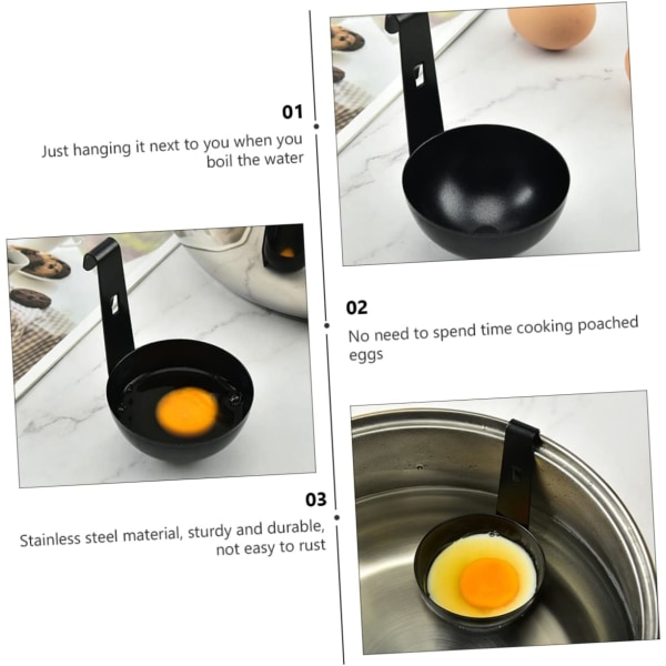 Pocherade äggkoppar 2st Äggkokare Mikrovågsugn Kokkärl Äggångare Svart Pocherat ägg i rostfritt stål