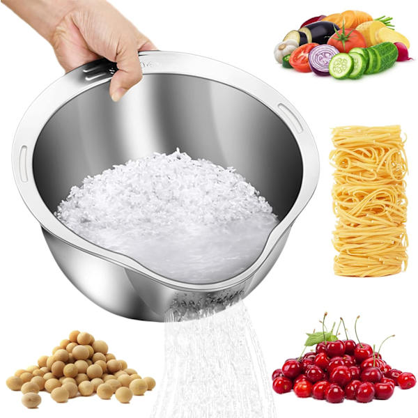 4-i-1 tvättfat för quinoa, rostfritt stål sköljare med sidodränering Liten sil för rengöring av frukt, grönsaker och bönor