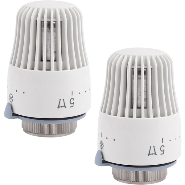 2 st radiatortermostatventilhuvud endast M30 X 1,5 radiatortemperaturkontrollknopp ersättning vit