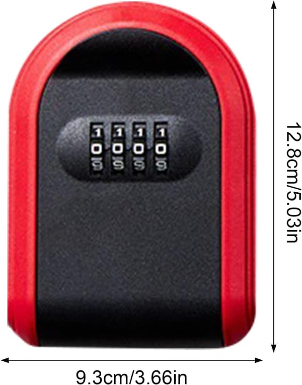 Säkerhetsnyckelbox, säkerhetskombinationsnyckel, 4-siffrig nyckelbox, robust husnyckellåda, robust säkerhetskombinationsnyckelgömma, röd red