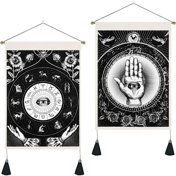 2 st Svarta Onda Öga-vävnader, Astrologi Zodiak Konstellationer Väggkonst för Sovrum Vardagsrum, 35x50cm