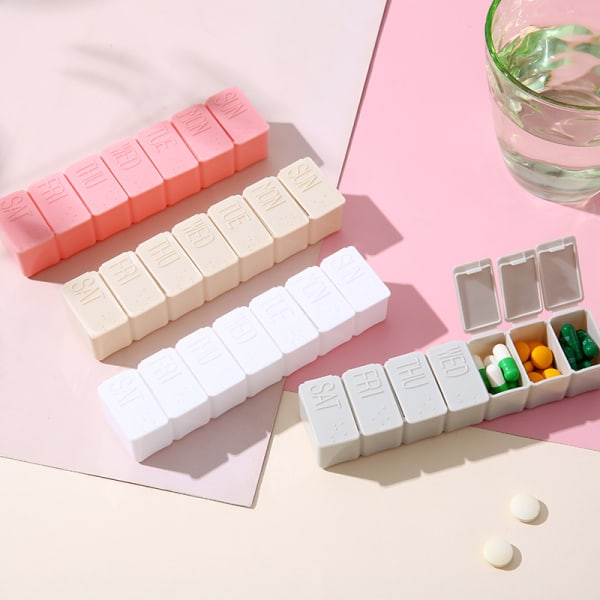 7-fack (veckodos) Medicin doseringslåda ljusgrå