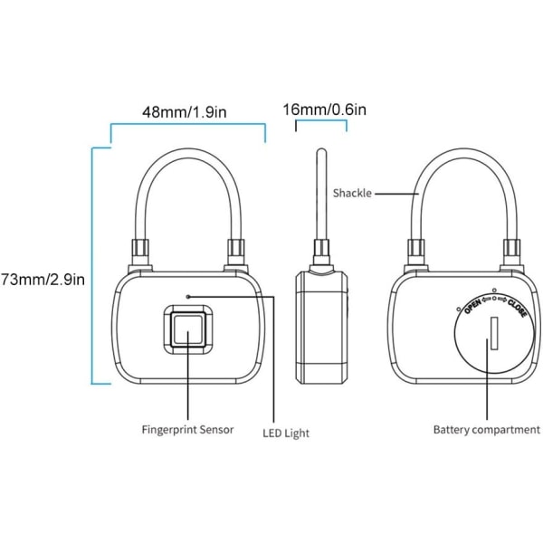 Biometrisk fingeravtryckslås Smart Keyless Anti-Theft LED-lås för skåp, gym