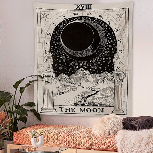 Väggbonad zodiak gobeläng astrologi gobeläng meditation gobeläng medeltida tarot dekoration väggbonad sovrum sovsal, 130x150 cm