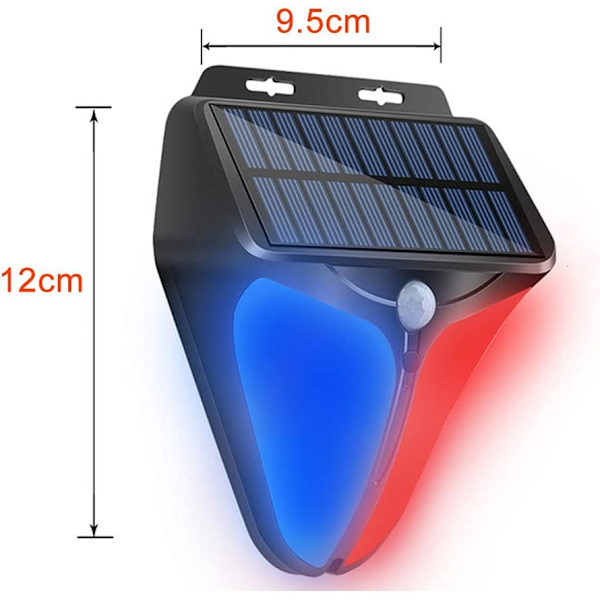 2 st Solar Strobe Varningsljus Alarm utomhus, 4 lägen Solar Motion Sensor Larmljus Säkerhet Siren Light