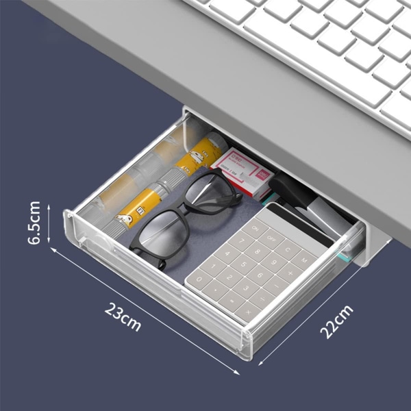 Under skrivbordslåda, genomskinliga förvaringslådor under skrivbord, klibbiga lådor för under skrivbord, för pappersvaror Fjärrkontrollladdare Diverse