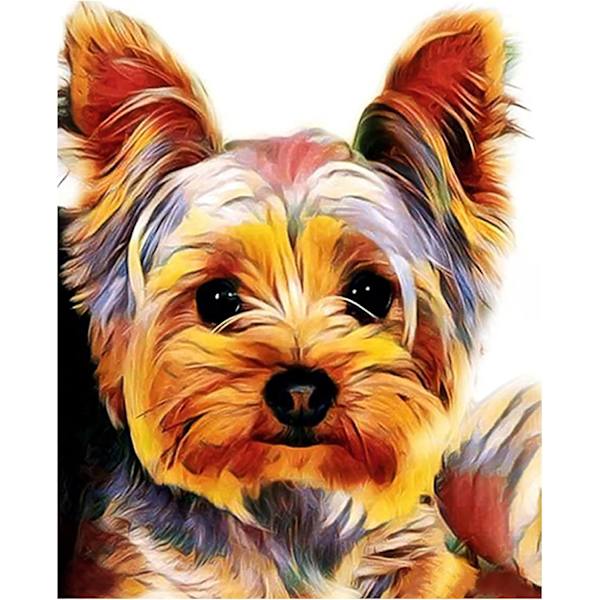 Diamantmålningssats för vuxna nybörjare Diamantkonst Yorkie Hundar Hund DIY Full Drill Djurset för heminredning, 30*40cm