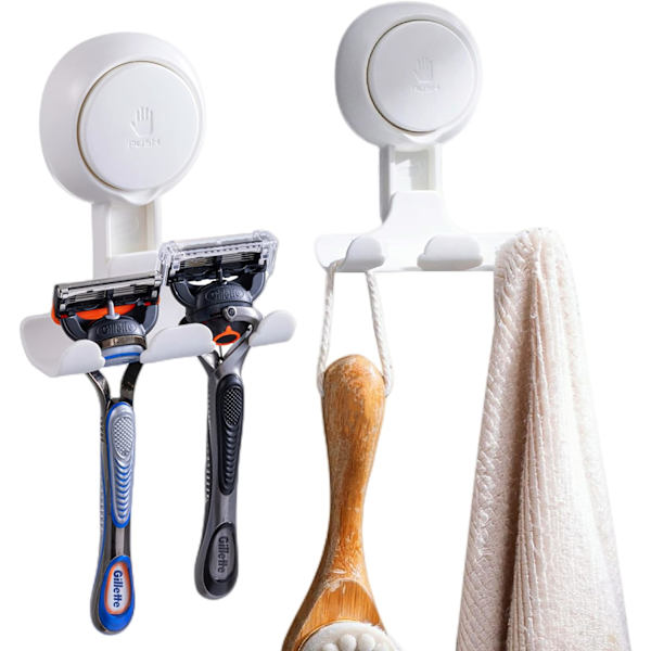 Duschrakhållare sugkopp 2 stycken, duschvägg vakuumsugkopp rakhyvelhängare, handduk loofah svamp sugdörrkrok, badrum duschrakhyvelkrok