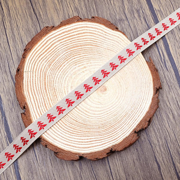 15 mm 5 Yards Mangrove Brunt bomullslinneband, lindningsrep Hantverk bomull Julmönster DIY Födelsedagspresentpaket color 2
