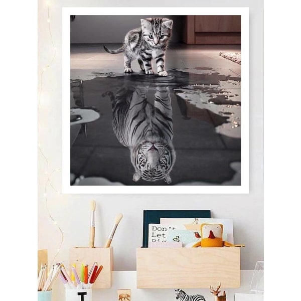 Diamantmålning / DIY 5D Diamantmålning - 30x30cm - Katt / Tiger