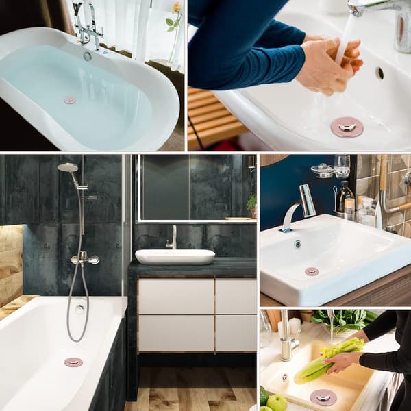Universell pop-up-diskpropp, 2-pack diskproppar för handfat med studs i mässing för Ø34-40mm (roséguld)